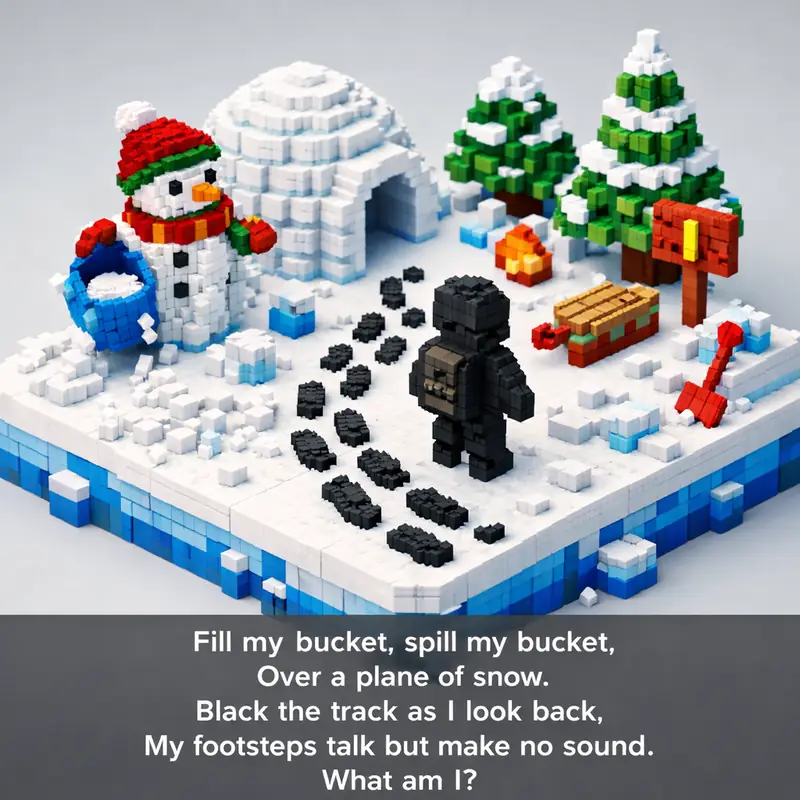 Fill my bucket, spill my bucket, Over a plane of snow. — Riddle with ...