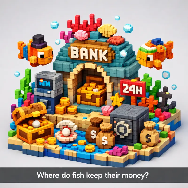 Where do fish keep their money? — Riddle with Answer | DoRiddles