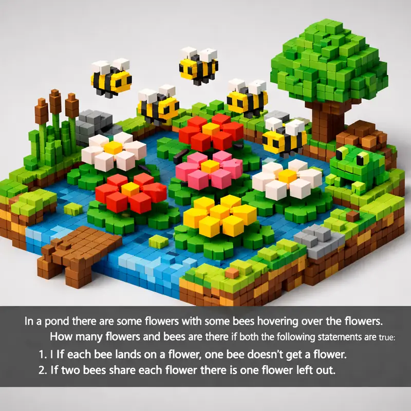 In a pond there are some flowers with some bees hoverin — Riddle with ...