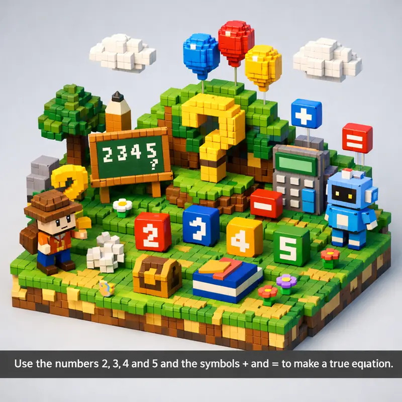 Use Only Symbol Math Riddle Use the numbers 2, 3, 4 and 5 and the symbols + and = t โ Riddle with ...